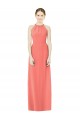 Soft Chiffon Halter Neck Keyhole Back A-Line Coral Bridesmaid Dress Derby