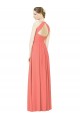 Soft Chiffon Halter Neck Keyhole Back A-Line Coral Bridesmaid Dress Derby