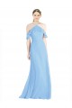 Soft Chiffon Halter Neck Low Back A-Line Periwinkle Formal Dress / Bridesmaid Dress Derby