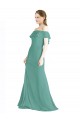 Soft Chiffon Off the Shoulder A-Line Icelandic Silver Bridal Party Dress Derby