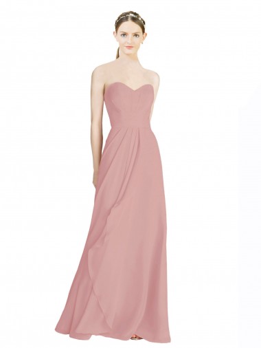Soft Chiffon Sweetheart Low Back A-Line Dusty Pink Bridesmaid Dress / Formal Dress Derby