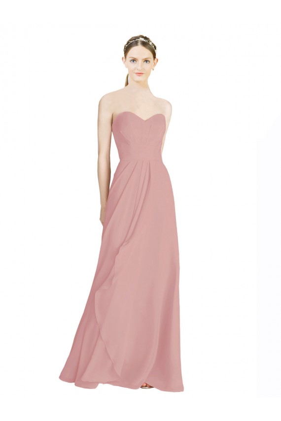 Soft Chiffon Sweetheart Low Back A-Line Dusty Pink Bridesmaid Dress / Formal Dress Derby