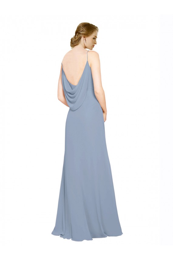 Chiffon Sweetheart A-Line Dusty Blue Bridesmaid Dress / Evening Dress Derby
