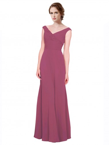 Soft Chiffon V-Neck A-Line Mauve Taupe Bridesmaid Dress Derby