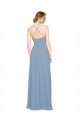 Chiffon High Neck Open Back A-Line Dusty Blue Bridesmaid Dress / Evening Dress Derby
