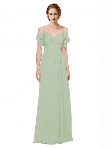 Lxue Chiffon Sweetheart Low Back A-Line Smoke Green Bridesmaid Dress Derby