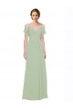 Lxue Chiffon Sweetheart Low Back A-Line Smoke Green Bridesmaid Dress Derby