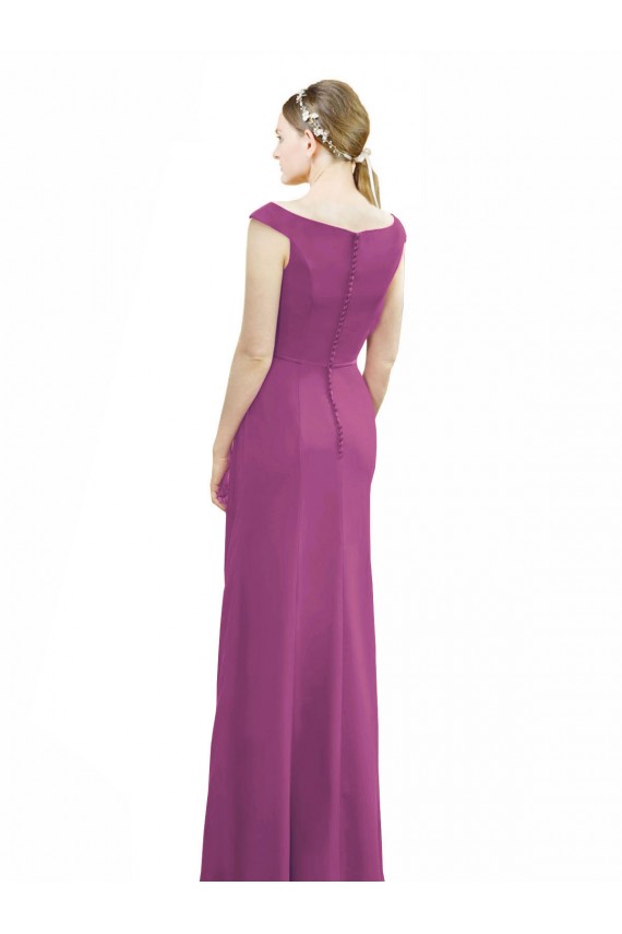Soft Chiffon High Neck Mermaid Wild Berry Bridesmaid Dress Derby