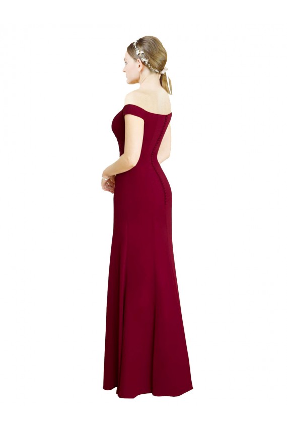 Soft Chiffon Off the Shoulder Mermaid Burgundy Black Tie Prom Dress / Bridesmaid Dress Derby