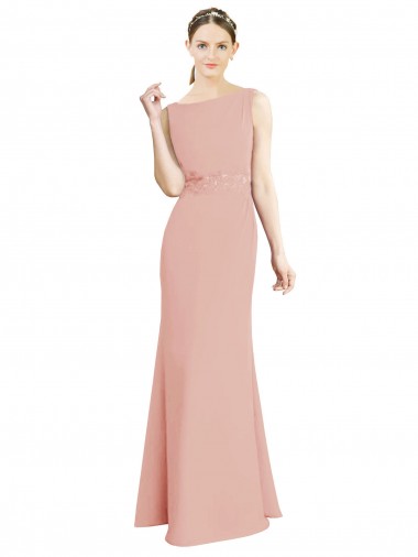 Soft Chiffon High Neck Mermaid Bliss Pink Bridesmaid Dress Derby
