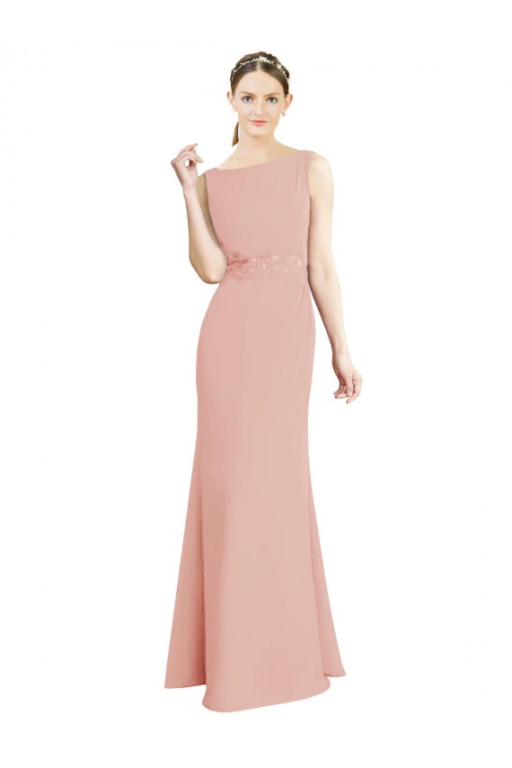Soft Chiffon High Neck Mermaid Bliss Pink Bridesmaid Dress Derby