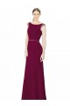 Soft Chiffon High Neck Low Back A-Line Burgundy Bridesmaid Dress Derby