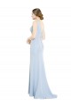 Soft Chiffon High Neck Low Back A-Line Light Sky Blue Bridesmaid Dress Derby