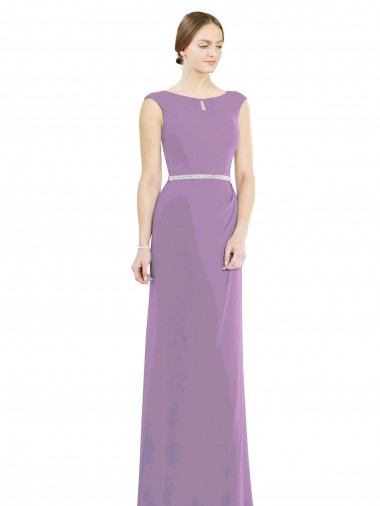Soft Chiffon High Neck Low Back A-Line Dark Lavender Formal Dress / Bridesmaid Dress Derby