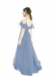 Lxue Chiffon V-Neck A-Line Dusty Blue Bridesmaid Dress Derby