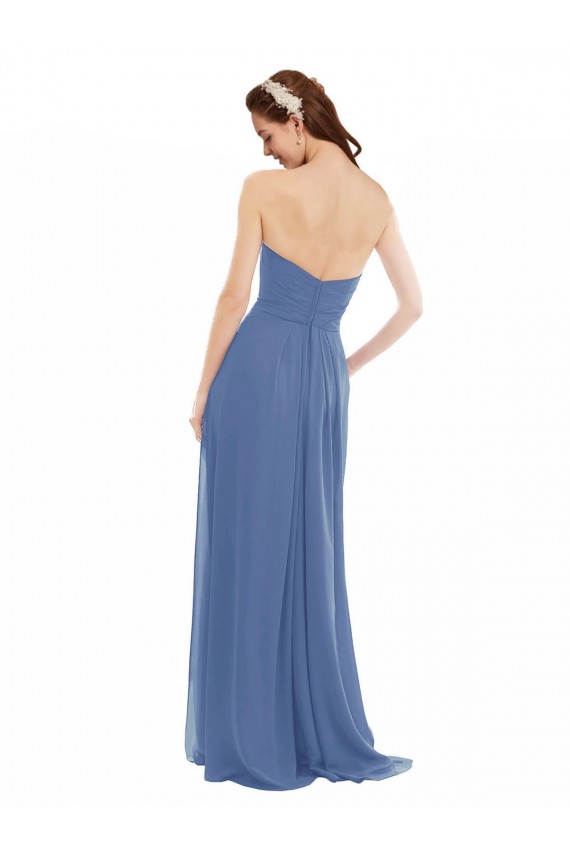 Soft Chiffon Strapless A-Line Windsor Blue Bridesmaid Dresses Derby