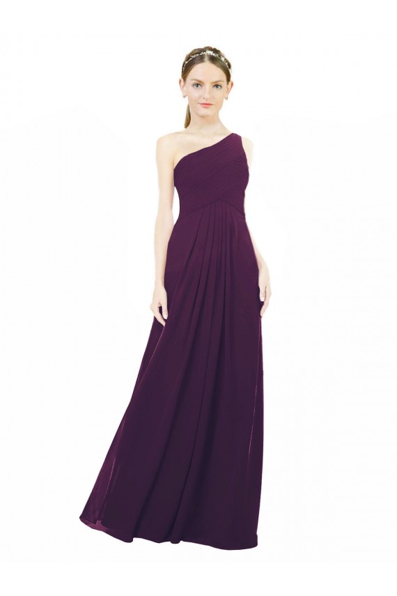Chiffon One Shoulder A-Line Grape Bridal Party Dress / Evening Dress Derby