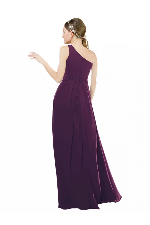 Chiffon One Shoulder A-Line Grape Bridal Party Dress / Evening Dress Derby