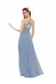 Soft Chiffon & Lace V-Neck Keyhole Back A-Line Dusty Blue Bridesmaid Dress Derby
