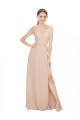 Luxe Chiffon V-Neck A-Line Pink Bridesmaid Dress / Evening Dress Derby
