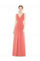 Soft Chiffon V-Neck V-Back A-Line Coral Bridesmaid Dress Derby