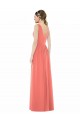 Soft Chiffon V-Neck V-Back A-Line Coral Bridesmaid Dress Derby