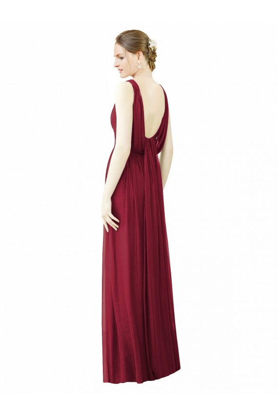 Soft Chiffon V-Neck V-Back A-Line Burgundy Bridesmaid Dress / Formal Dress Derby
