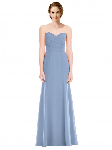 Soft Chiffon Strapless Mermaid Dusty Blue Bridesmaid Dress Derby