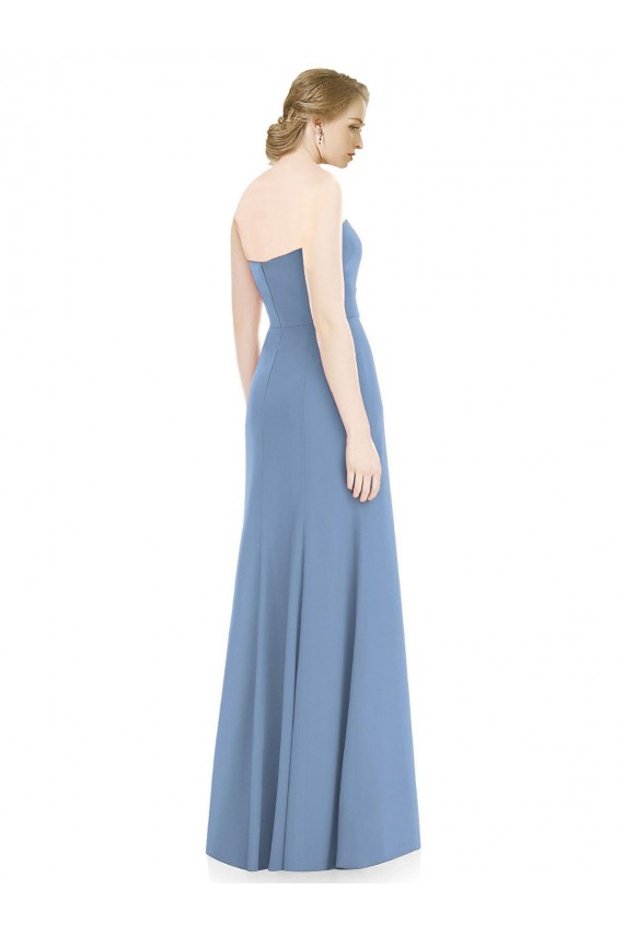 Soft Chiffon Strapless Mermaid Dusty Blue Bridesmaid Dress Derby