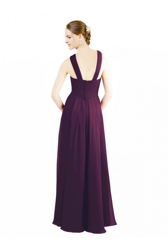 Soft Chiffon Halter Neck A-Line Grape Bridesmaid Dress Derby