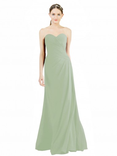 Soft Chiffon Sweetheart A-Line Smoke Green Bridesmaid Dress Derby