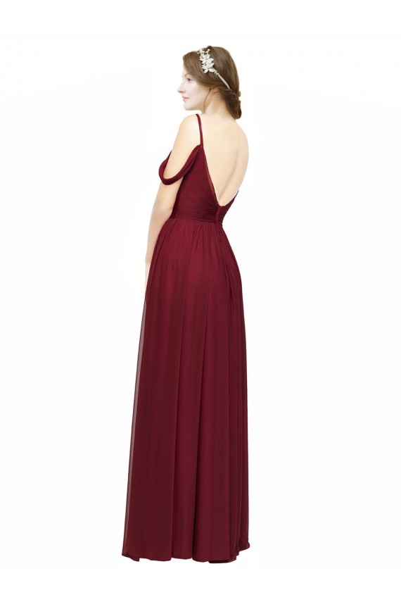 Chiffon Spaghetti Straps Low Back A-Line Burgundy Bridesmaid Dress / Evening Dress Derby