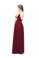 Chiffon Spaghetti Straps Low Back A-Line Burgundy Bridesmaid Dress / Evening Dress Derby