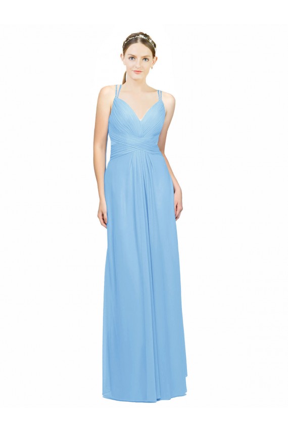 Chiffon V-Neck Keyhole Back A-Line Periwinkle Bridesmaid Dress / Evening Dress Derby