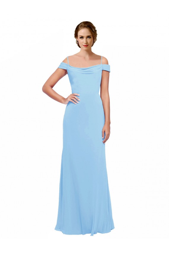 Soft Chiffon Spaghetti Straps A-Line Periwinkle Bridesmaid Dress Derby
