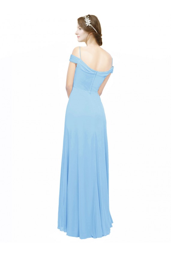 Soft Chiffon Spaghetti Straps A-Line Periwinkle Bridesmaid Dress Derby