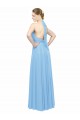 Soft Chiffon Halter Neck Low Back A-Line Periwinkle Bridesmaid Dress Derby