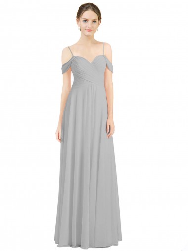 Lxue Chiffon Sweetheart Low Back A-Line Silver Bridesmaid Dress Derby