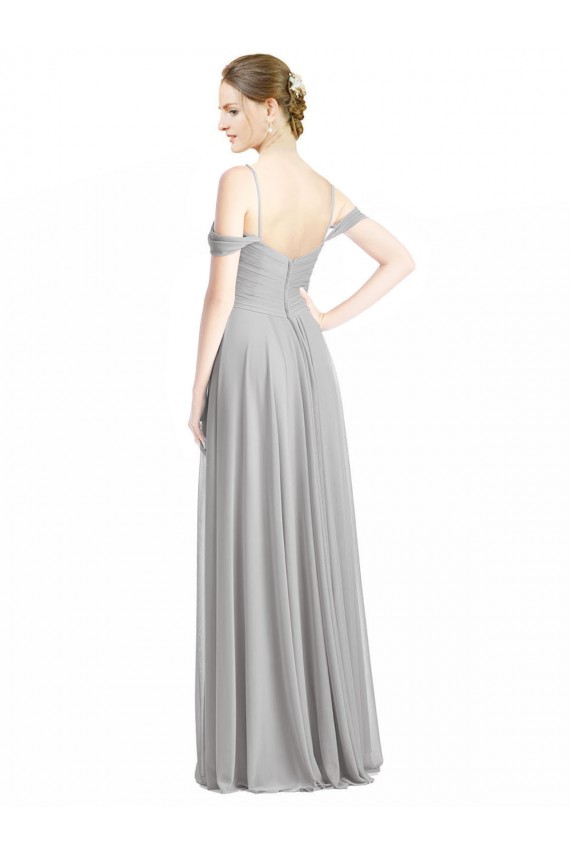 Lxue Chiffon Sweetheart Low Back A-Line Silver Bridesmaid Dress Derby