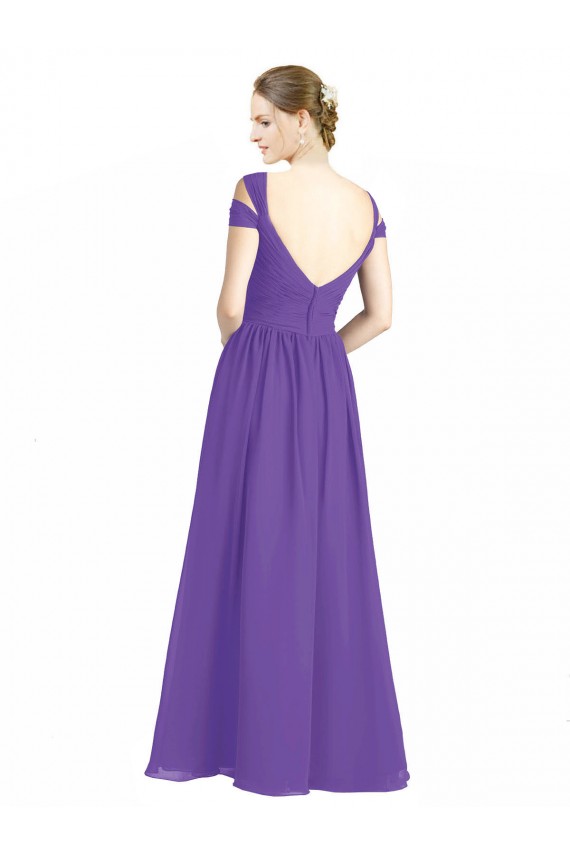 Soft Chiffon Sweetheart Low Back A-Line Purple Bridesmaid Dress Derby