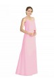 Soft Chiffon Spaghetti Straps Low Back A-Line Barely Pink Bridesmaid Dress Derby