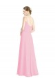 Soft Chiffon Spaghetti Straps Low Back A-Line Barely Pink Bridesmaid Dress Derby