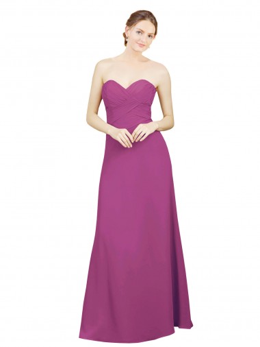 Soft Chiffon Sweetheart Low Back A-Line Wild Berry Bridesmaid Dress Derby