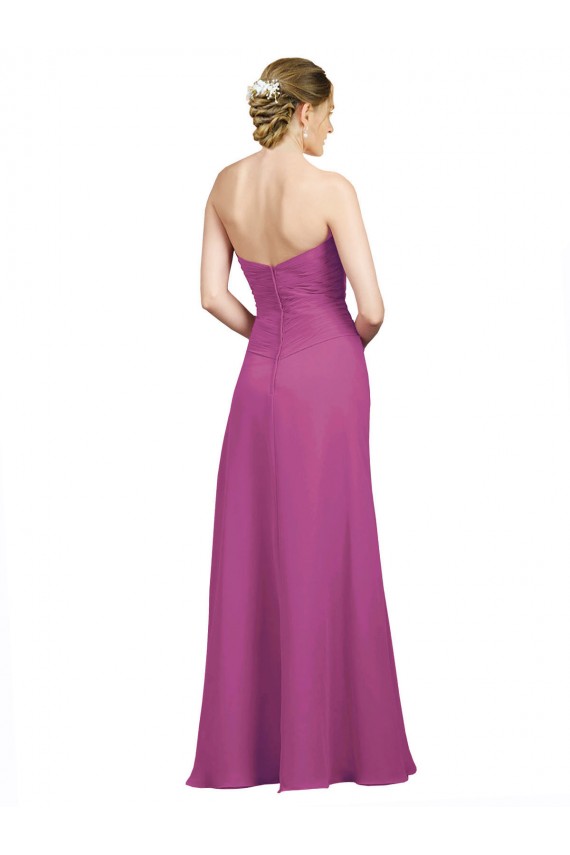 Soft Chiffon Sweetheart Low Back A-Line Wild Berry Bridesmaid Dress Derby