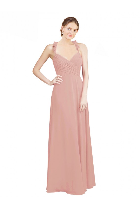 Chiffon Sweetheart Keyhole Back A-Line Bliss Pink Bridesmaid Dress / Evening Dress Derby
