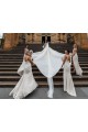 Soft Chiffon V-Neck Low Back A-Line Champagne Bridesmaid Dress Derby