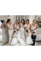 Soft Chiffon V-Neck Low Back A-Line Champagne Bridesmaid Dress Derby