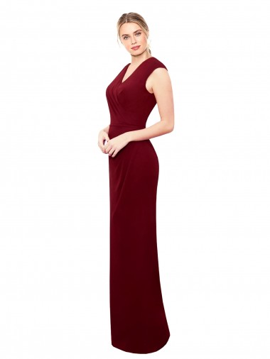 Soft Chiffon High Neck Keyhole Back Mermaid Burgundy Prom Dress / Bridesmaid Dress Derby