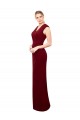 Soft Chiffon High Neck Keyhole Back Mermaid Burgundy Prom Dress / Bridesmaid Dress Derby