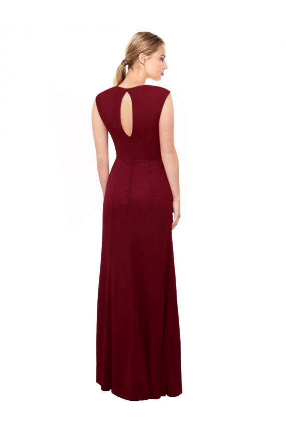 Soft Chiffon High Neck Keyhole Back Mermaid Burgundy Prom Dress / Bridesmaid Dress Derby